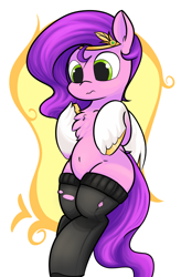 Size: 1200x1830 | Tagged: safe, artist:calilixy, pipp petals, pegasus, pony, g5, adorapipp, adorasexy, belly, belly button, bipedal, chest fluff, chubby, clothes, cute, female, mare, sexy, simple background, socks, solo, white background