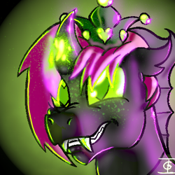 Size: 400x400 | Tagged: safe, artist:icarys, oc, oc only, oc:icarys, changeling, changeling oc, changeling prince oc, green changeling, male, redesign, solo
