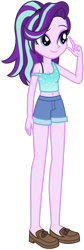 Size: 1024x3056 | Tagged: safe, artist:emeraldblast63, starlight glimmer, human, equestria girls, g4, belly button, clothes, female, off shoulder, shoes, shorts, simple background, solo, transparent background