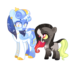 Size: 3261x2851 | Tagged: safe, artist:fcrestnymph, oc, oc only, oc:north star, oc:scarlett surprise, alicorn, pony, unicorn, base used, female, filly, foal, high res, magical lesbian spawn, mare, offspring, parent:fluttershy, parent:king sombra, parent:trixie, parent:twilight sparkle, parents:sombrashy, parents:twixie, simple background, transparent background