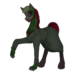 Size: 3500x3500 | Tagged: safe, alternate version, artist:ghost3280, oc, oc only, oc:well geboren, dog, dog pony, earth pony, original species, pony, boots, clothes, hat, high res, multiple variants, shoes, simple background, solo, transparent background, trenchcoat, vest