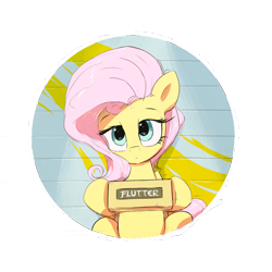 Size: 1920x1920 | Tagged: safe, artist:vultraz, fluttershy, pegasus, pony, g4, butter, female, flutterbutter, food, hoof hold, looking at you, mare, mugshot, simple background, sitting, solo, transparent background