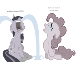 Size: 3168x2507 | Tagged: safe, artist:michaelsety, artist:wardex101, pinkie pie, twilight sparkle, alicorn, earth pony, pony, rock solid friendship, the point of no return, crying, crylight sparkle, depressed, discorded, discorded pinkie pie, discorded twilight, duo, eyes closed, female, floppy ears, high res, kneeling, ocular gushers, on hind knees, open mouth, pinkie cry, sad, simple background, text, transparent background, twilight sparkle (alicorn), twilight tragedy