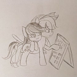 Size: 640x640 | Tagged: safe, artist:snowzaaah, applejack, rainbow dash, earth pony, pegasus, pony, g4, appledashdailydoodles, doodle, female, lesbian, monochrome, pencil drawing, ship:appledash, shipping, sketch, traditional art