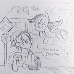 Size: 640x640 | Tagged: safe, artist:snowzaaah, applejack, rainbow dash, earth pony, pegasus, pony, g4, appledashdailydoodles, doodle, female, lesbian, monochrome, pencil drawing, ship:appledash, shipping, sketch, traditional art