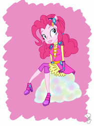 Size: 768x1024 | Tagged: safe, artist:ilaria122, pinkie pie, human, equestria girls, g4, my little pony equestria girls: legend of everfree, alternate hairstyle, clothes, crystal guardian, female, lips, simple background, solo, white background