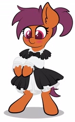 Size: 2521x4096 | Tagged: safe, artist:veeayydee, oc, oc:vee, pegasus, pony, bipedal, clothes, maid, simple background, solo, standing, white background