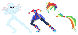 Size: 4280x1944 | Tagged: safe, artist:machakar52, rainbow dash, human, equestria girls, equestria girls series, forgotten friendship, g4, base, boots, clothes, high heels, pegasus wings, ponied up, shoes, simple background, sneakers, super ponied up, white background, wings, wristband