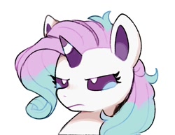 Size: 1070x824 | Tagged: safe, artist:cupldcry, rarity, galarian ponyta, pony, ponyta, unicorn, g4, bust, female, horn, mare, pokémon, simple background, solo, white background