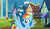 Size: 1280x747 | Tagged: safe, artist:alwynaleane, artist:swiftgaiathebrony, rainbow dash, oc, oc:thunder chaser, pegasus, pony, g4, my little pony: friendship is magic, rainbow falls, base used, duo, female, male, mother and child, mother and son, offspring, parent:rainbow dash, parent:thunderlane, parents:thunderdash