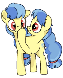 Size: 499x615 | Tagged: safe, artist:kleyime, oc, oc only, oc:eeny meeny, oc:miney moe, earth pony, pony, boop, conjoined, earth pony oc, female, multiple heads, siblings, simple background, sisters, transparent background, twins, two heads