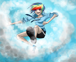 Size: 4400x3568 | Tagged: safe, artist:tao-mell, rainbow dash, human, g4, clothes, female, humanized, solo