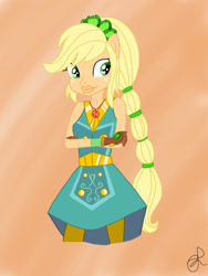 Size: 768x1024 | Tagged: safe, artist:ilaria122, applejack, human, equestria girls, g4, my little pony equestria girls: legend of everfree, clothes, crystal guardian, gloves, lips, solo