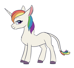 Size: 2652x2452 | Tagged: safe, artist:dusthiel, oc, unnamed oc, pony, unicorn, colored hooves, female, high res, leonine tail, mare, multicolored hair, pink eyes, rainbow hair, simple background, solo, standing, tail, transparent background, white coat