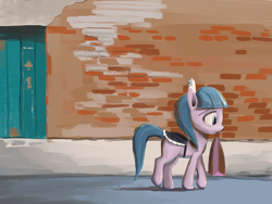 Size: 2400x1800 | Tagged: safe, artist:nullpotower, tote bag (g4), earth pony, pony, g4, clothes, door, female, maid, mare, solo