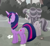 Size: 499x462 | Tagged: safe, screencap, petunia petals, twilight sparkle, alicorn, earth pony, pony, g4, my little pony: friendship is magic, my little pony: rainbow roadtrip, butt, cropped, desaturated, female, mare, plot, plot pair, twibutt, twilight sparkle (alicorn), wing bling, wings