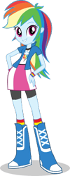 Size: 204x512 | Tagged: safe, artist:gouhlsrule, rainbow dash, human, equestria girls, g4, boots, clothes, eqg promo pose set, hand on hip, jacket, shirt, shoes, simple background, skirt, socks, solo, transparent background