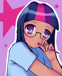 Size: 618x748 | Tagged: safe, artist:imoaa, twilight sparkle, human, g4, humanized, simple background, solo