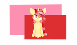 Size: 1280x750 | Tagged: safe, artist:prettyshinegp, oc, oc only, pony, unicorn, semi-anthro, abstract background, arm hooves, bipedal, bust, chest fluff, eye clipping through hair, female, horn, mare, signature, solo, unicorn oc