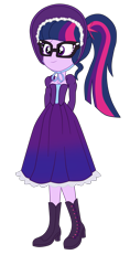 Size: 1611x3423 | Tagged: safe, artist:3d4d, sci-twi, twilight sparkle, human, equestria girls, g4, clothes, commission, dress, female, glasses, simple background, solo, transparent background, victorian