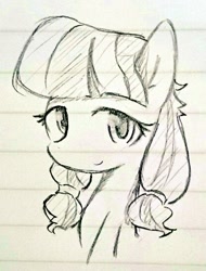 Size: 418x549 | Tagged: safe, artist:akainu_pony, lily longsocks, earth pony, pony, g4, female, filly, foal, lined paper, sketch, solo, traditional art
