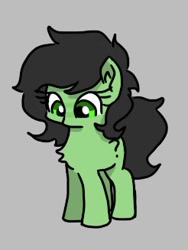 Size: 246x327 | Tagged: safe, artist:plunger, oc, oc only, oc:filly anon, earth pony, pony, adoranon, chest fluff, cute, earth pony oc, female, filly, foal, full body, gray background, hooves, looking down, mare, simple background, solo, standing