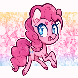Size: 1000x1000 | Tagged: safe, artist:soulkillur, pinkie pie, earth pony, pony, g4, beanbrows, cute, diapinkes, ear fluff, eyebrows, female, mare, open mouth, solo, unshorn fetlocks