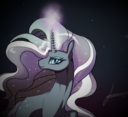 Size: 717x659 | Tagged: safe, artist:jmstudiosmlp, nightmare rarity, pony, unicorn, g4, female, glowing, glowing horn, horn, mare, signature, solo