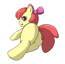 Size: 874x866 | Tagged: safe, artist:92inic, apple bloom, earth pony, pony, g4, bloom butt, butt, female, filly, foal, plot, simple background, solo, white background