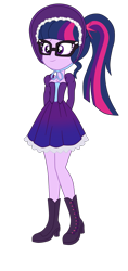 Size: 1611x3423 | Tagged: safe, alternate version, artist:3d4d, sci-twi, twilight sparkle, human, equestria girls, g4, clothes, commission, dress, female, glasses, simple background, skirt, solo, transparent background, victorian