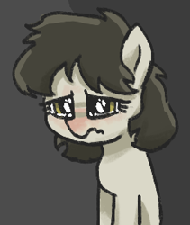 Size: 240x285 | Tagged: safe, artist:plunger, earth pony, pony, bust, crying, female, gray background, looking at you, mare, ponified animal photo, sad, simple background, solo