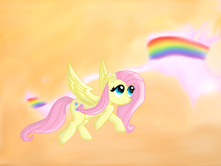 Size: 1500x1128 | Tagged: safe, artist:taylorrose16, fluttershy, pegasus, pony, g4, 2011, female, flying, mare, old art, rainbow