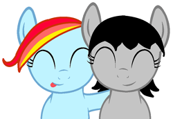 Size: 827x570 | Tagged: safe, oc, oc only, earth pony, pony, base used, eyes closed, female, mare, simple background, smiling, tongue out, white background