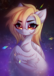 Size: 1012x1409 | Tagged: safe, artist:shenki, derpy hooves, pegasus, pony, g4, abstract background, female, mare, solo, underp