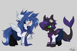 Size: 3000x2000 | Tagged: safe, artist:aurorafang, oc, oc:prince nova, oc:raven stargazer, alicorn, pony, blanket, blushing, clothes, crossdressing, cuntboy, ear fluff, high res, intersex, scarf, sharkbat