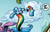 Size: 250x160 | Tagged: safe, artist:andy price, edit, idw, official comic, firefly, rainbow dash, parasprite, pegasus, pony, friendship is magic #1, g4, my little pony: friendship is magic (idw), the return of queen chrysalis, cloud, cropped, female, lying down, lying on a cloud, mare, multicolored hair, on a cloud, on back, onomatopoeia, rainbow hair, sky, sleeping, snoring, sound effects, z