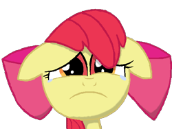 Size: 600x450 | Tagged: safe, artist:scootaloormayfly, apple bloom, earth pony, pony, g4, adorabloom, bow, crying, cute, hair bow, pink bow, pixel art, sad, sadorable, simple background, solo, transparent background