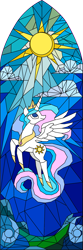 Size: 533x1600 | Tagged: safe, artist:darkdabula, princess celestia, g4, simple background, solo, stained glass, transparent background