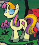 Size: 135x156 | Tagged: safe, artist:andypriceart, edit, idw, official comic, sweetcream scoops, twilight sparkle, pony, unicorn, g4, the return of queen chrysalis, spoiler:comic01, changelings are terrible actors, cropped, disguise, disguised changeling, female, food, horn, ice cream, infected, mare, small resolution