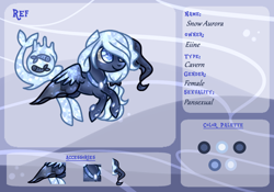 Size: 1000x700 | Tagged: safe, artist:eiine, oc, oc only, oc:snow aurora, aqua equos, original species, pony, closed species, reference sheet, solo