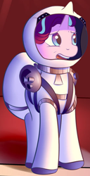 Size: 734x1439 | Tagged: safe, artist:riverfox237, edit, starlight glimmer, pony, unicorn, fanfic:the maretian, g4, astronaut, cropped, fanfic art, female, ladder, mare, mars, solo, spaceship, spacesuit