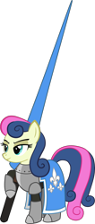Size: 920x2169 | Tagged: safe, artist:cinder vel, bon bon, sweetie drops, earth pony, pony, g4, amused, armor, bon bon is amused, france, jousting, knight, lance, medieval, simple background, smug, solo, transparent background, weapon