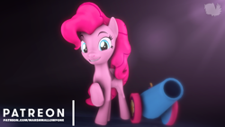 Size: 1280x720 | Tagged: safe, artist:marshmallow-pone, pinkie pie, earth pony, pony, g4, 3d, party cannon, revamped ponies, solo, source filmmaker