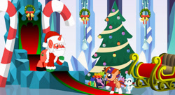 Size: 1280x695 | Tagged: safe, artist:swiftgaiathebrony, oc, dragon, wyvern, christmas, dragon oc, hat, holiday, offspring, parent:sunburst, parent:twilight sparkle, parents:twiburst, santa claus, santa hat