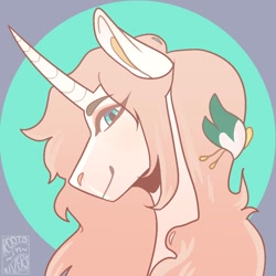 Size: 1000x1000 | Tagged: safe, artist:gothalite, oc, oc only, pony, unicorn, bust, horn, signature, smiling, solo, unicorn oc