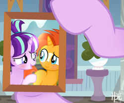 Size: 1280x1065 | Tagged: safe, artist:n-brillance, starlight glimmer, sunburst, pony, unicorn, g4, colt, colt sunburst, female, filly, filly starlight glimmer, foal, male, mare, picture, picture frame, ship:starburst, shipping, show accurate, straight, younger