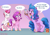 Size: 4960x3508 | Tagged: safe, artist:pwnagespartan, izzy moonbow, pipp petals, zipp storm, earth pony, pegasus, pony, unicorn, g5, my little pony: tell your tale, nightmare roommate, spoiler:g5, spoiler:my little pony: tell your tale, absurd resolution, alternate hairstyle, belly, crown, dialogue, eyebrows, female, food, frown, hairspray, hi new friend, jewelry, mare, messy eating, open mouth, open smile, peanut butter, phone, regalia, royal sisters (g5), siblings, signature, sisters, sitting, smiling, speech bubble, talking, trio, trio female, unshorn fetlocks