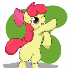 Size: 2317x2139 | Tagged: safe, artist:up_p_ab, apple bloom, earth pony, pony, g4, bipedal, female, filly, foal, high res, raised hoof, solo