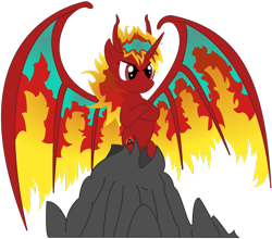 Size: 2609x2299 | Tagged: safe, artist:nebulonb100, oc, oc only, oc:queen illumina, alicorn, bat pony, bat pony alicorn, pony, bat wings, crossed arms, fantasia, female, high res, horn, mare, night on bald mountain, simple background, transparent background, vector, wings