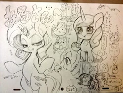 Size: 1024x768 | Tagged: safe, artist:naoki, princess cadance, rarity, twilight sparkle, pony, g4, female, mare, traditional art